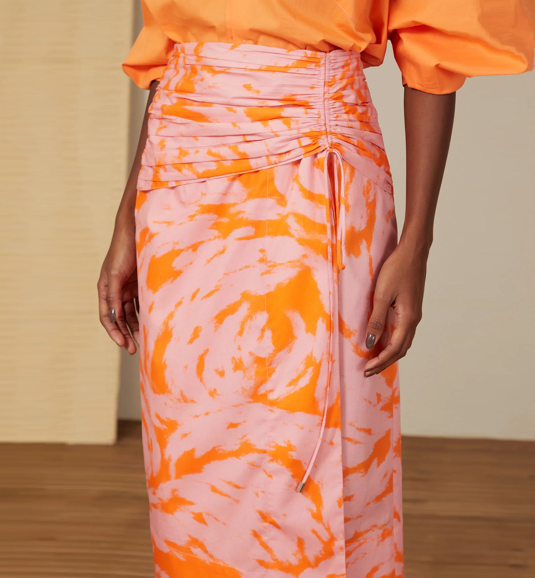 Franzida Textur Pink/Orange Skirt